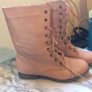 baby pink combat boots